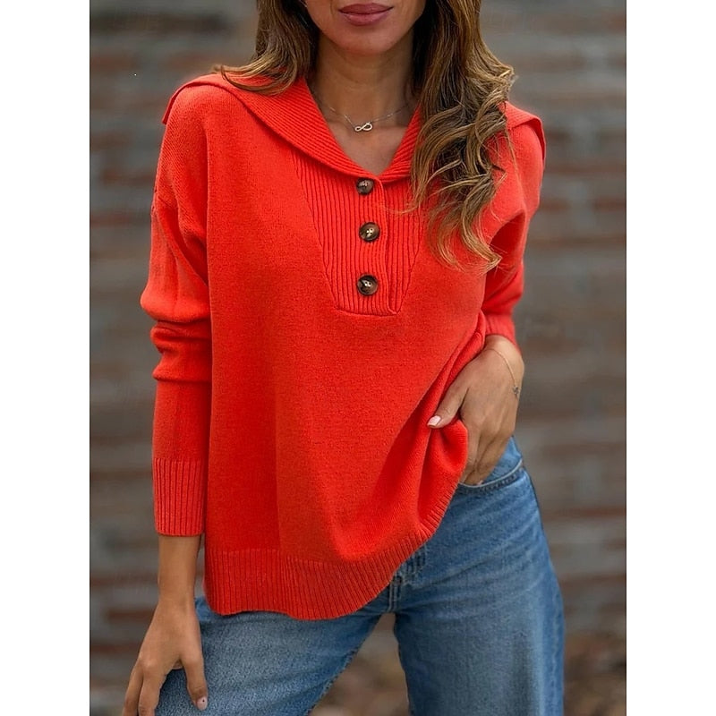 Women's Side Split Hooded Button Knit Jumper