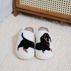 Women's Dog Embroidered Open Back Slippers