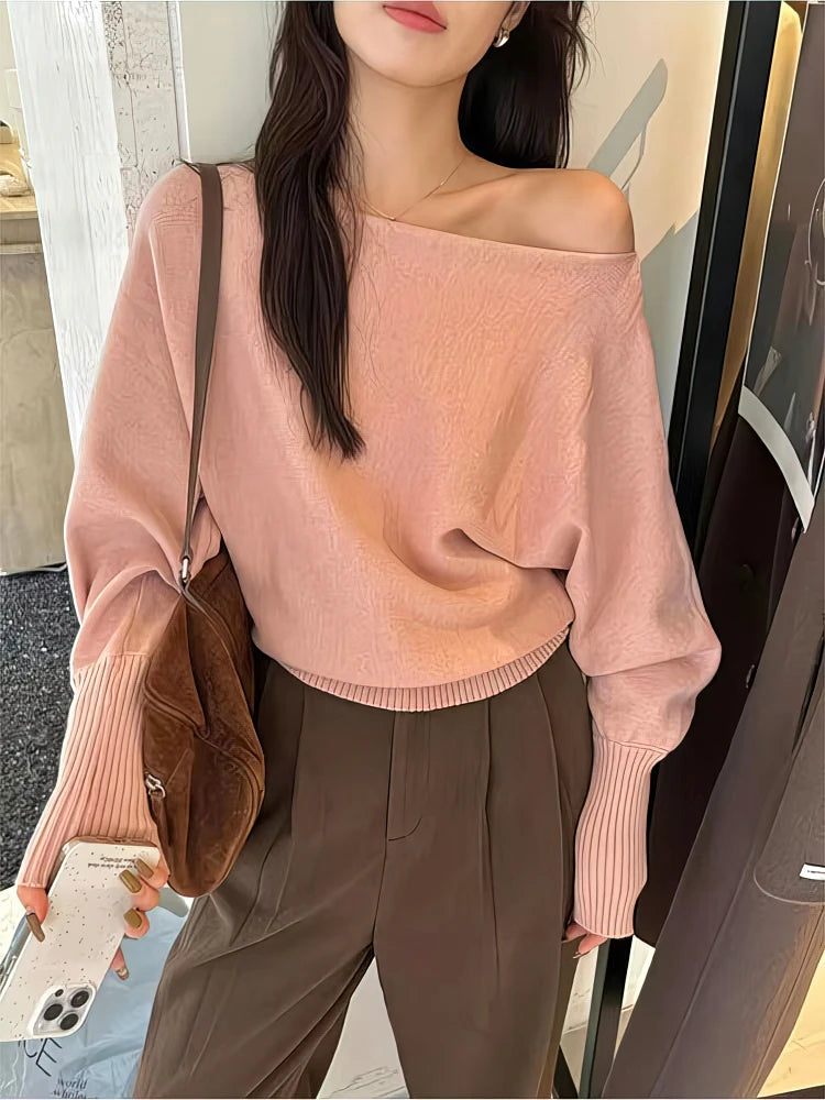 Women's Batwing Sleeve Off Shoulder Jumper