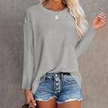 Women's Round Neck Cotton Long Sleeve Top