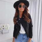 Women's Cropped Faux Suede Biker Jacket