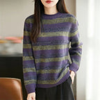 Women's Slouchy Textured Stripe Knitted Autumn Jumper