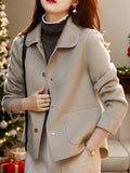 Women's Button Front Short Coat with Pockets