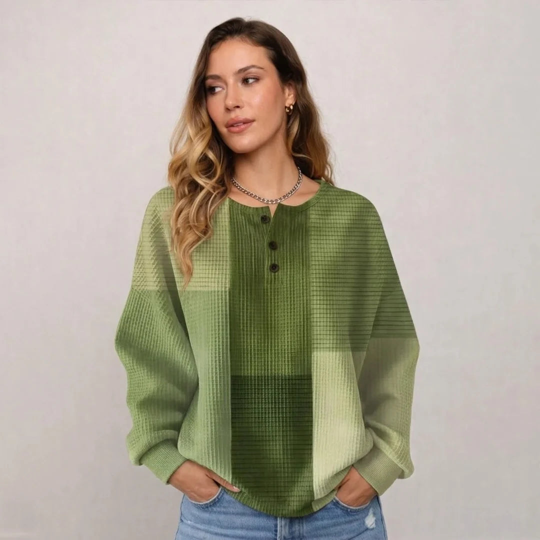 Women's Waffle Knit Henley Jumper