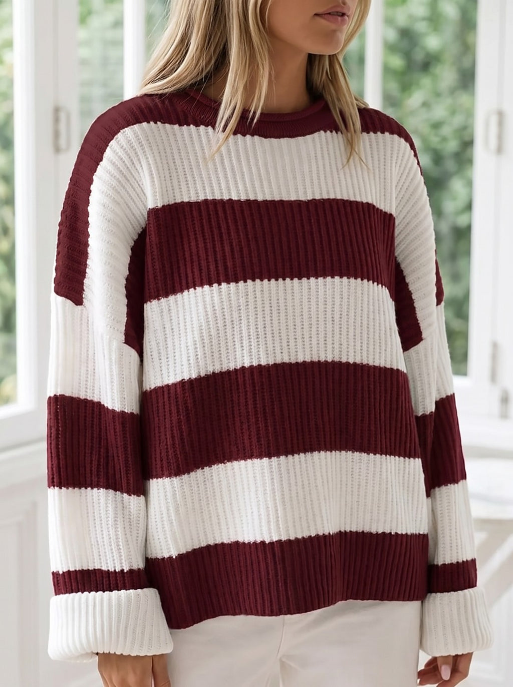 Women's Oversized Chunky Knit Stripe Jumper