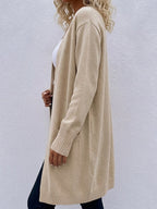 Women's Ribbed Knit Cardigan with Side Pockets