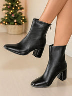 Women's Faux Leather Chunky Heel Boots