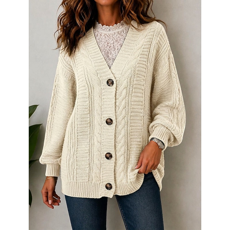 Women's Cable Knit Button Cardigan