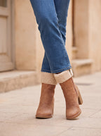 Women's Faux Fur Trim Winter Calf Boots