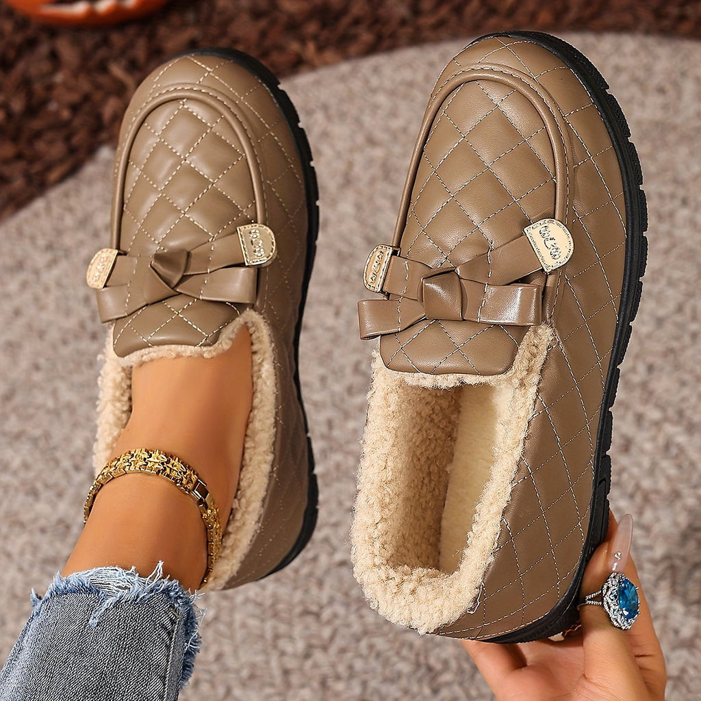 Women's Quilted Buckle Faux Fur Lined Slippers