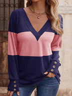 Women's Deep V Colour Block Jersey Top