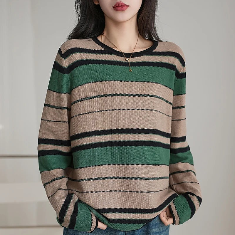 Women's Fine Knit Stripe Jumper Relaxed Fit