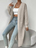 Women's Waffle Knit Side Split Long Cardigan