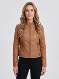 Women's Cropped Stand Collar Biker Jacket