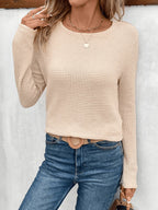 Women's Lace Panel Round Neck Top