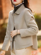 Women's Button Front Short Coat with Pockets