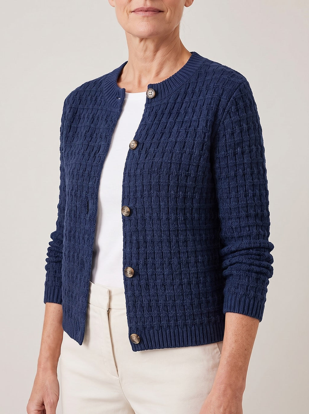 Women's Waffle Knit Cardigan for Autumn
