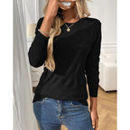 Women's Plain Pullover Hoodie with Ribbed Cuffs