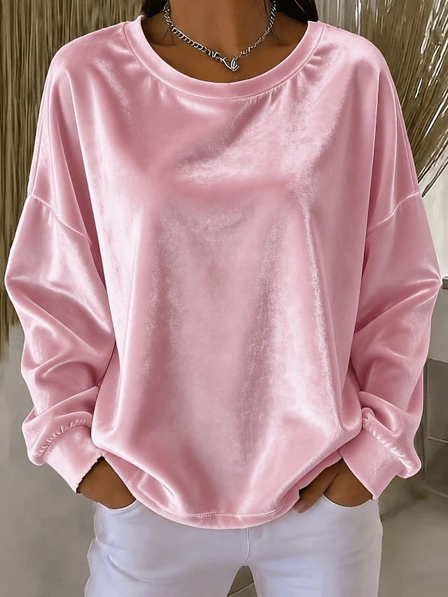 Women's Round Neck Brushed Sweatshirt Top