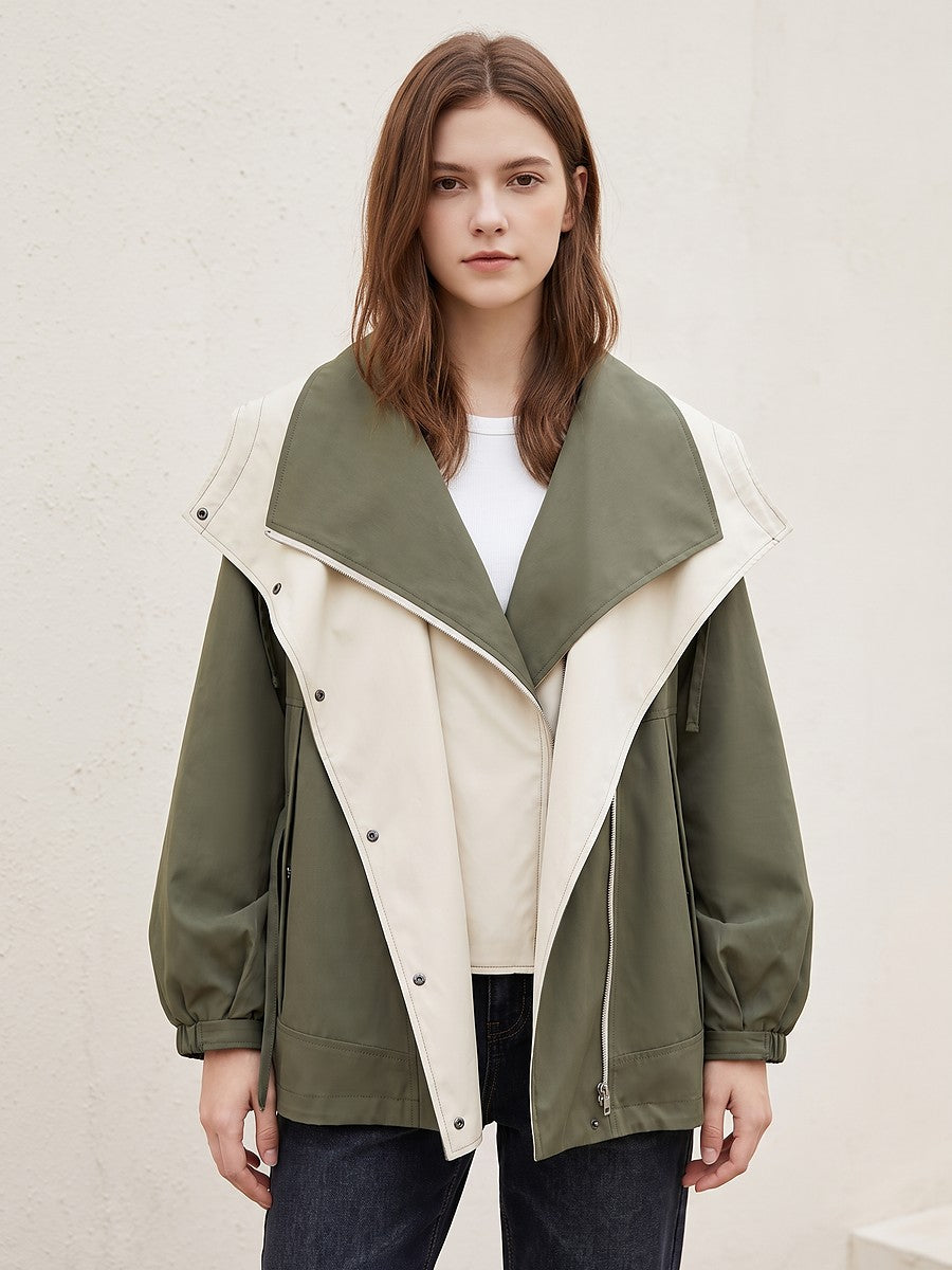 Women's Oversized Windbreaker with Collar