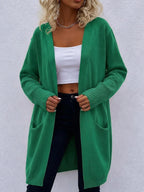 Women's Ribbed Knit Cardigan with Side Pockets