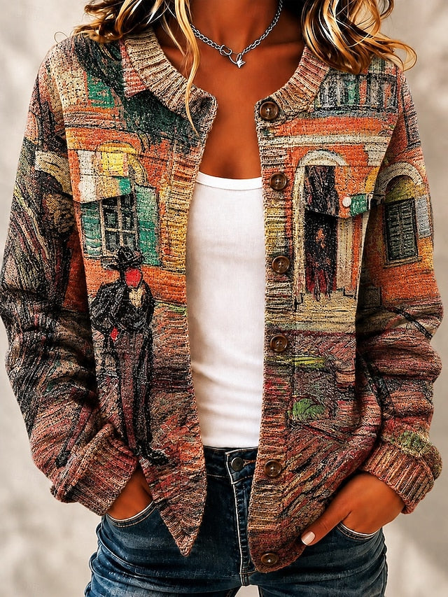 Women's Multicoloured Art Knit Cardigan