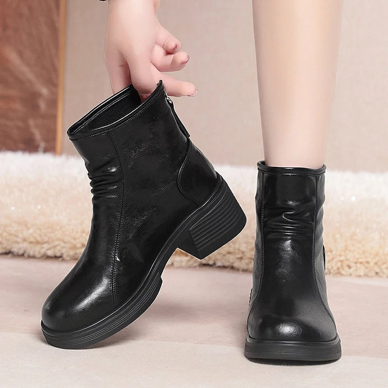 Women's Ruched Platform Heeled Boots