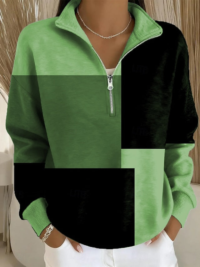 Women's Abstract Print Half Zip Sweatshirt