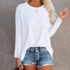 Women's Round Neck Cotton Long Sleeve Top