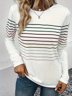 Women's Fine Stripe Round Neck Jersey Top