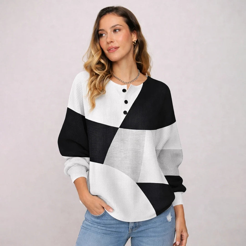 Women's Waffle Knit Henley Jumper