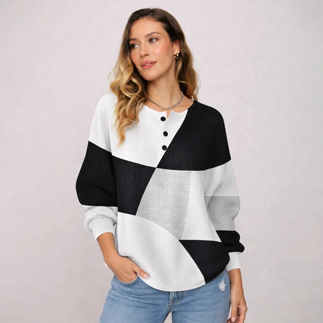 Women's Waffle Knit Henley Jumper