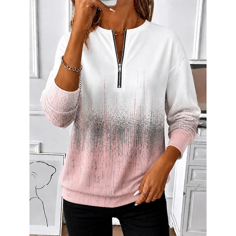 Women's Floral Graphic Zip Neck Jumper