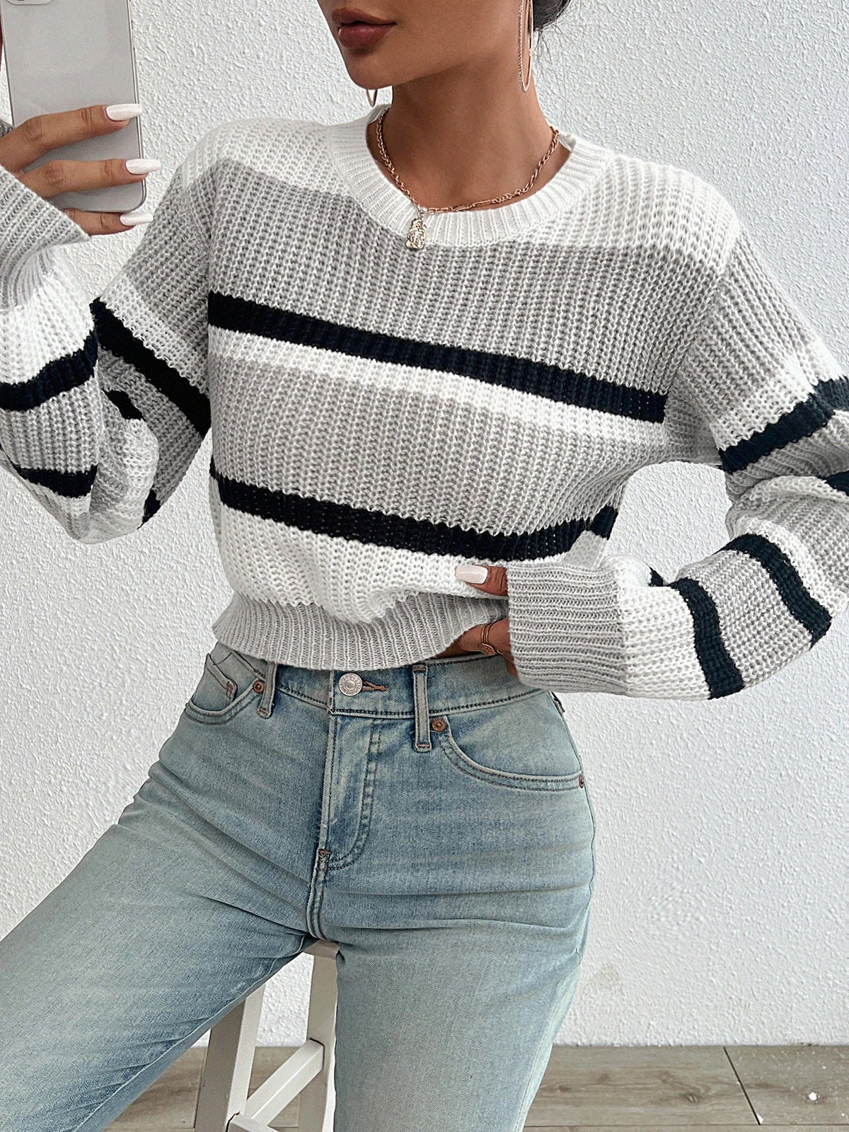 Women's Drop Shoulder Round Neck Jumper