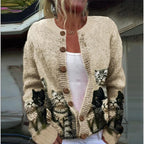 Women's Cat Motif Knitted Cardigan
