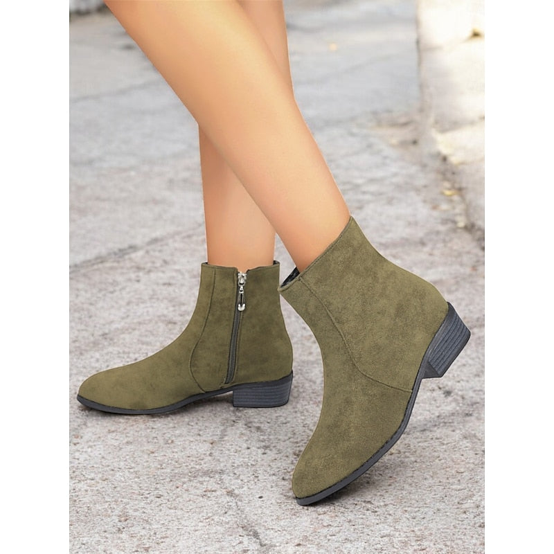 Women's Flat Zip Up Ankle Boots