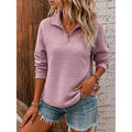 Women's Striped Quarter Zip Lapel Jumper