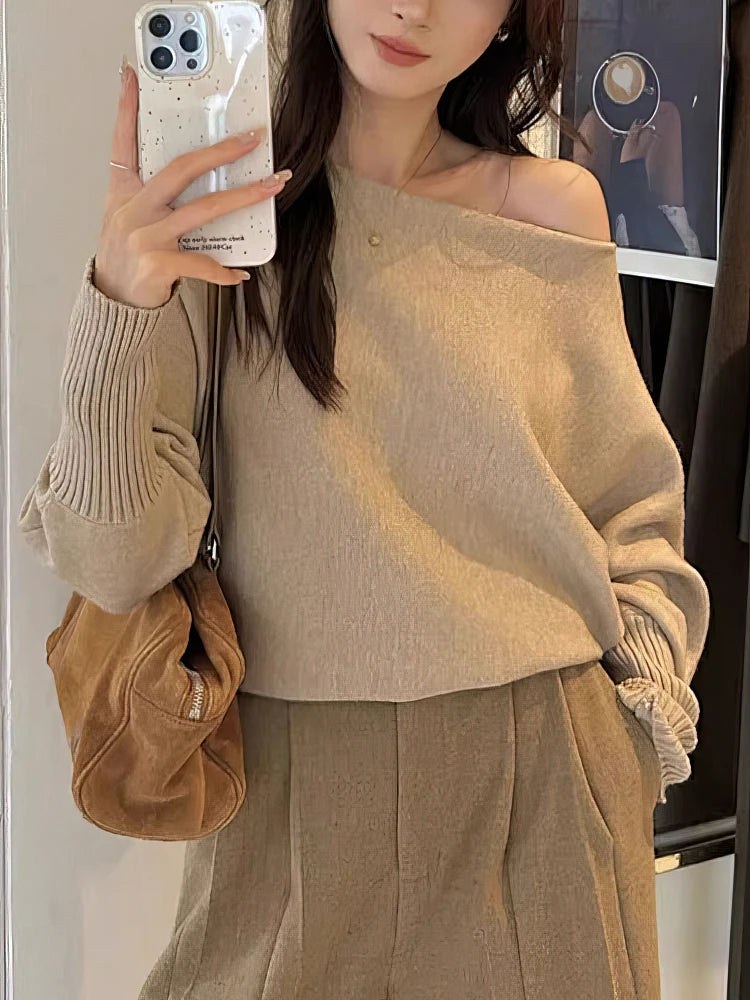 Women's Batwing Sleeve Off Shoulder Jumper