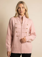 Women's Zip Front Button Detail Cardigan