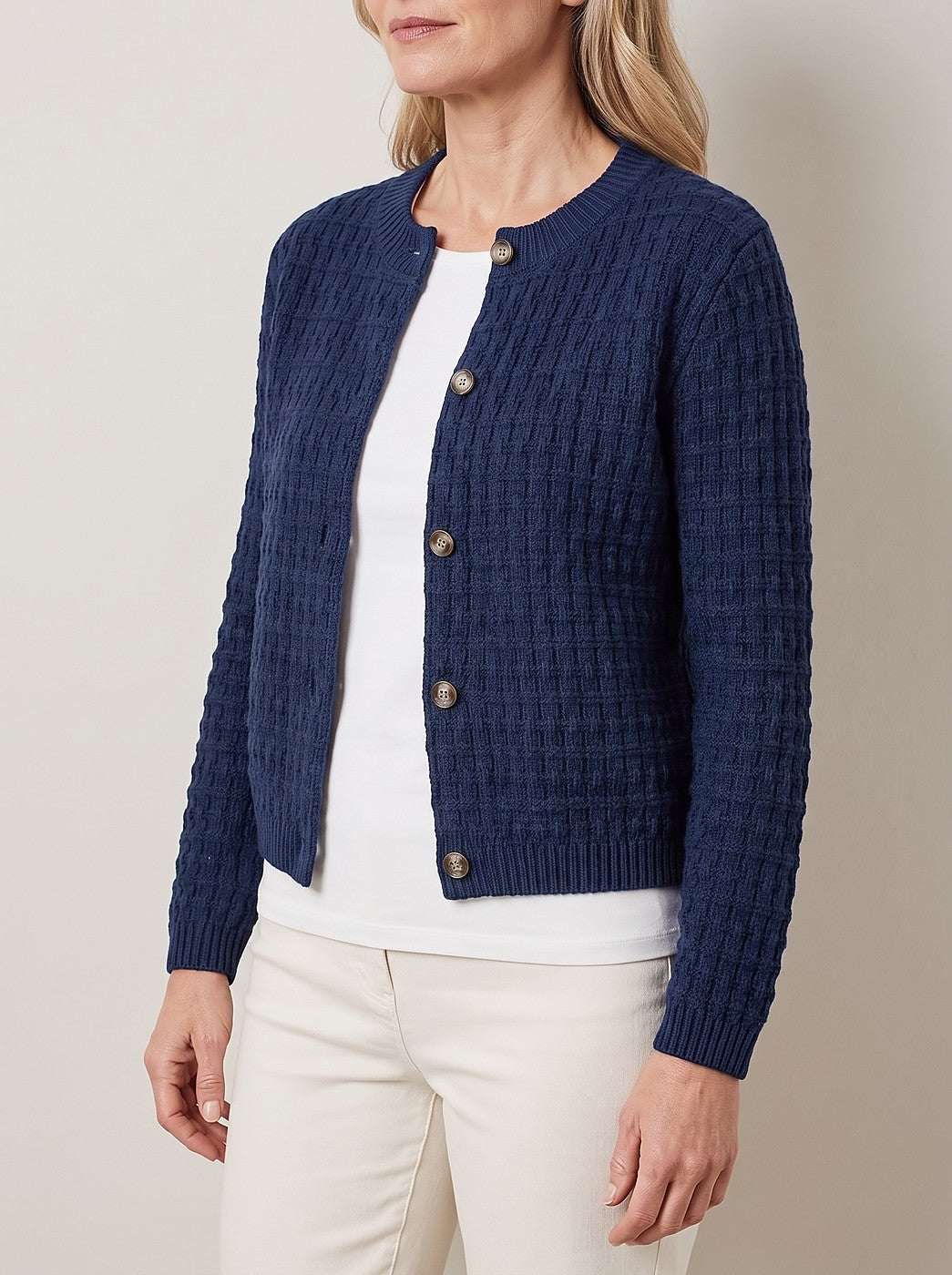 Women's Waffle Knit Cardigan for Autumn