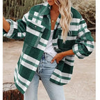 Women's Check brushed knit Shacket Overshirt