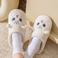 Women's Cat Face Faux Fur Slippers