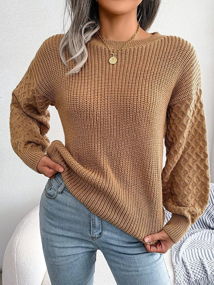 Women's Balloon Sleeve Diamond Textured Knit Jumper