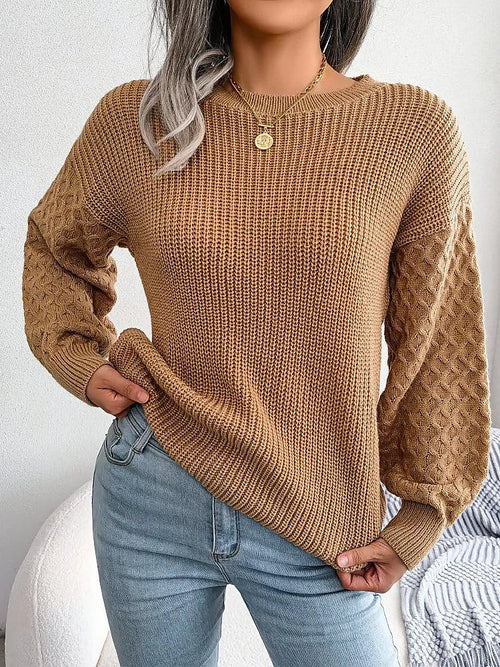 Women's Balloon Sleeve Diamond Textured Knit Jumper
