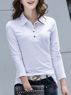 Women's Long Sleeve Cotton Polo Shirt