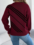 Women's Stripe Puff Sleeve Knitted Winter Jumper