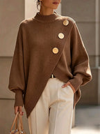 Women's Mock Neck Asymmetric Hem Knit Jumper