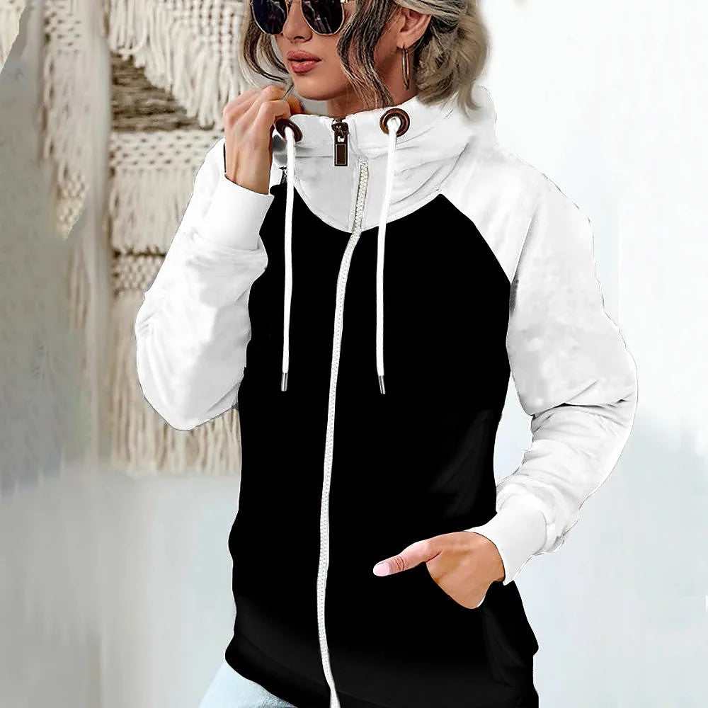 Women's Contrast Raglan Sleeve Zip Through Hoodie