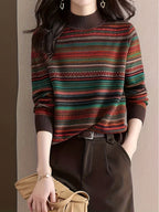 Women's Half Roll Neck Patterned Jumper