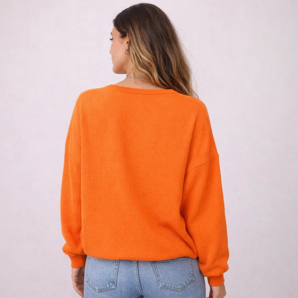 Women's Waffle Knit Henley Jumper